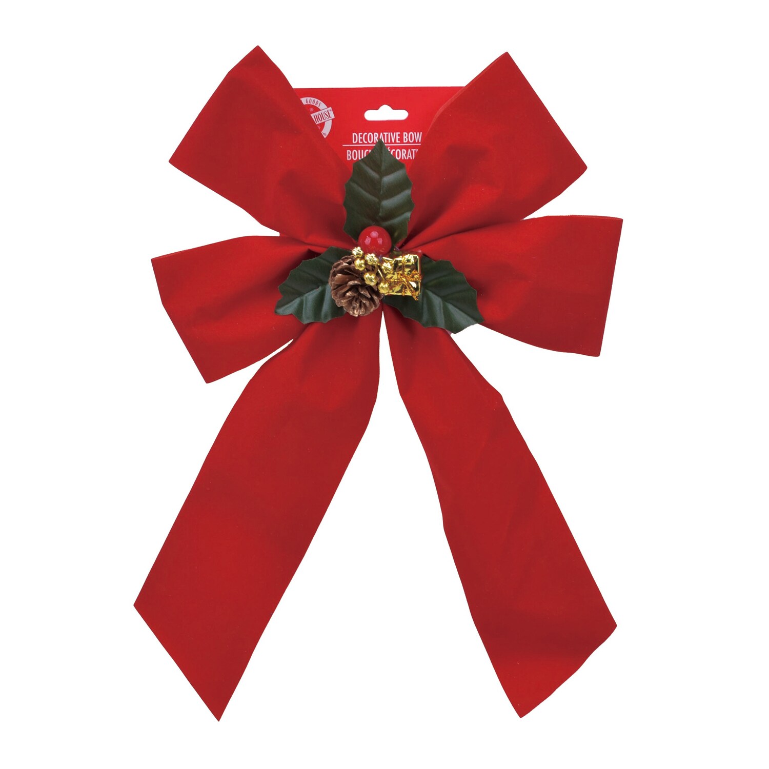 Christmas House Velvet Red Bow With Decorative Accent — coming to Dollar Tree Sep 18, 2026