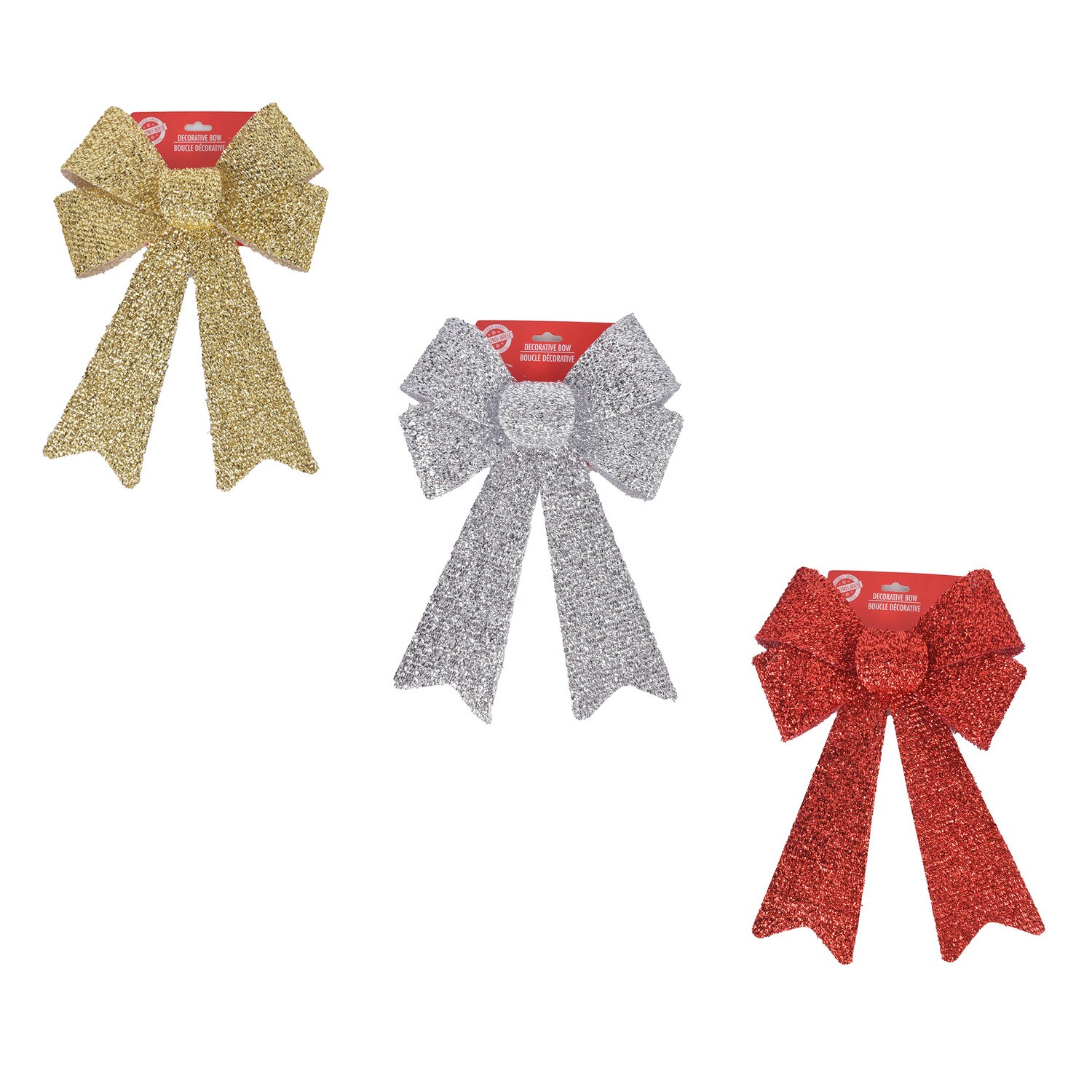 Christmas House Tinsel Glittery Decorative Bow, Assorted Colors — coming to Dollar Tree Sep 18, 2026
