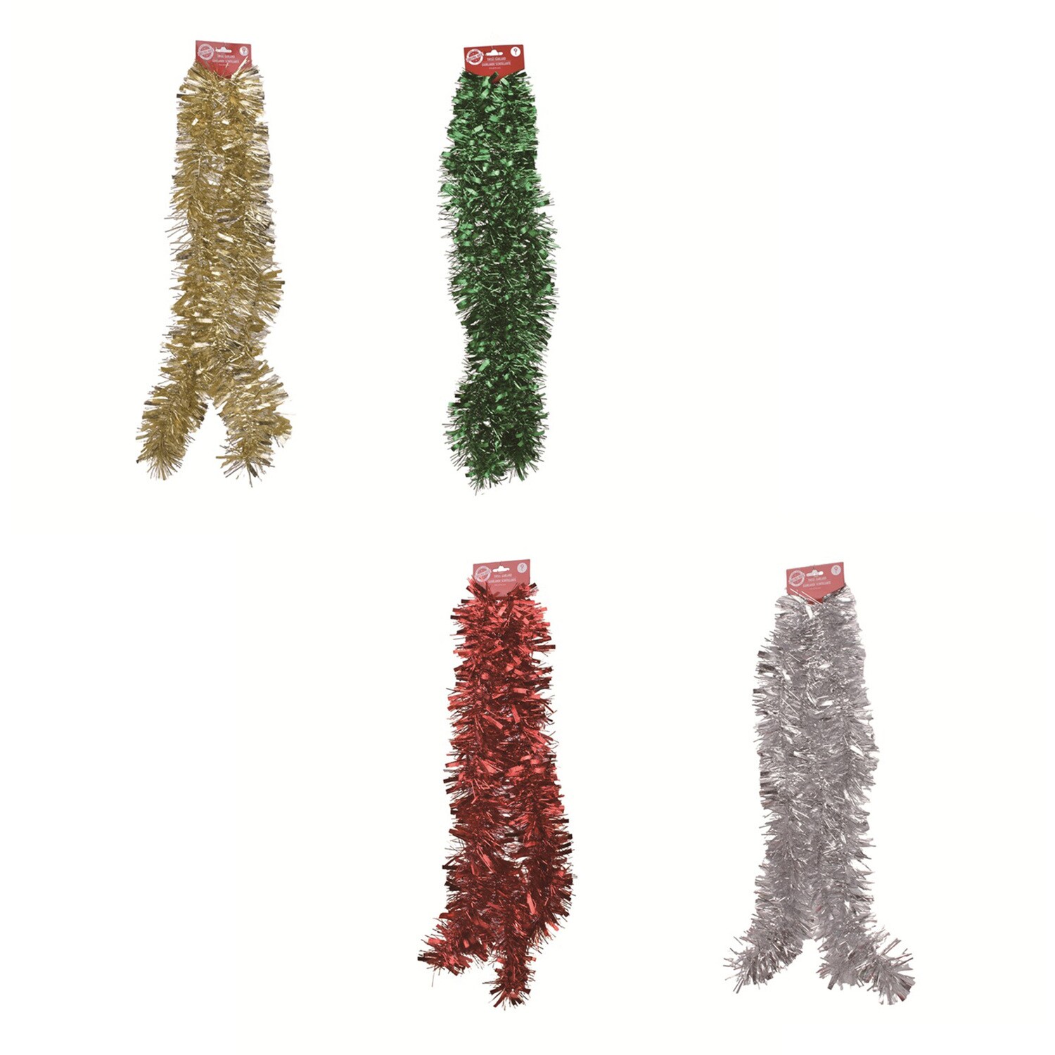Christmas House Shiny Tinsel Garland, Assorted Colors — coming to Dollar Tree Sep 18, 2026