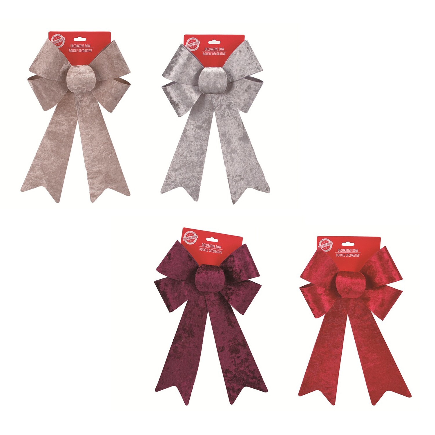 Christmas House Crushed Velvet Decorative Bow, Assorted Colors — coming to Dollar Tree Sep 18, 2026