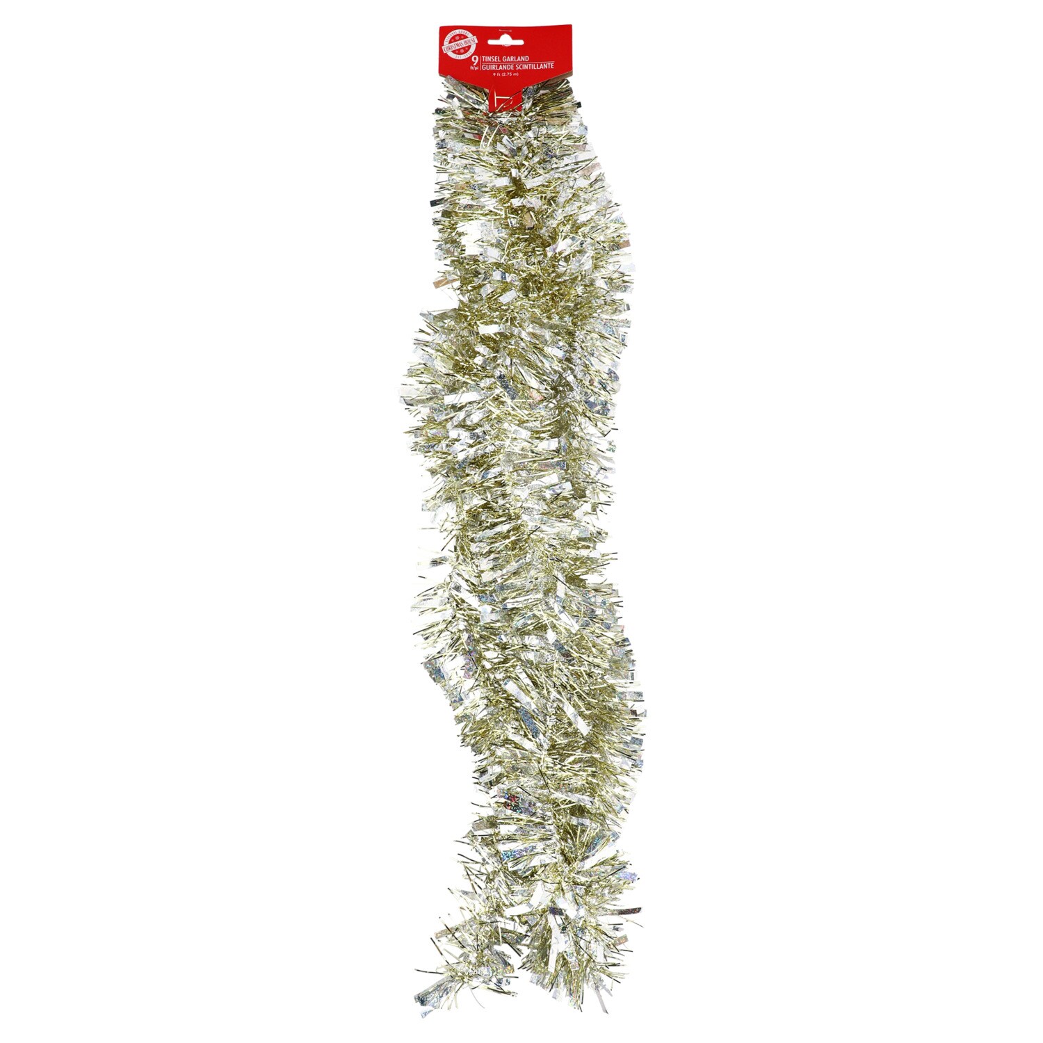 Christmas House Gold Tinsel Garland — coming to Dollar Tree Sep 18, 2026