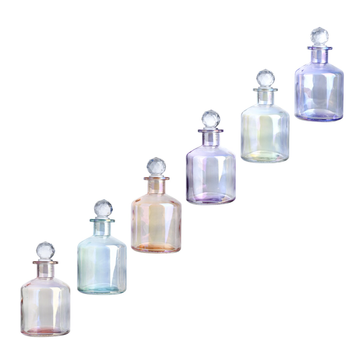 Iridescent Glass Bottle Decor, Assorted Colors, 1-ct. — coming to Dollar Tree Oct 23, 2026