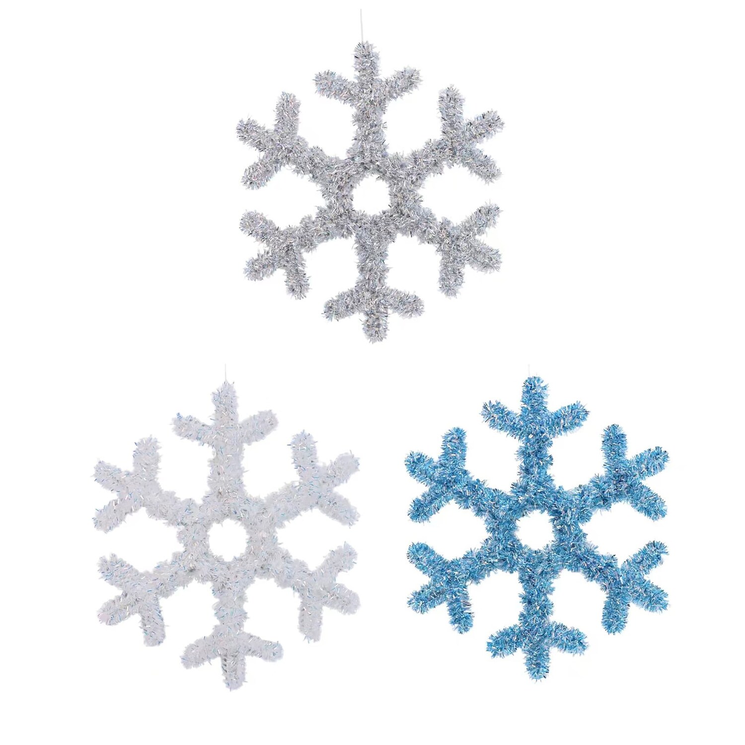 Iridescent Tinsel Snowflake Decor, Assorted Colors. — coming to Dollar Tree Sep 16, 2026