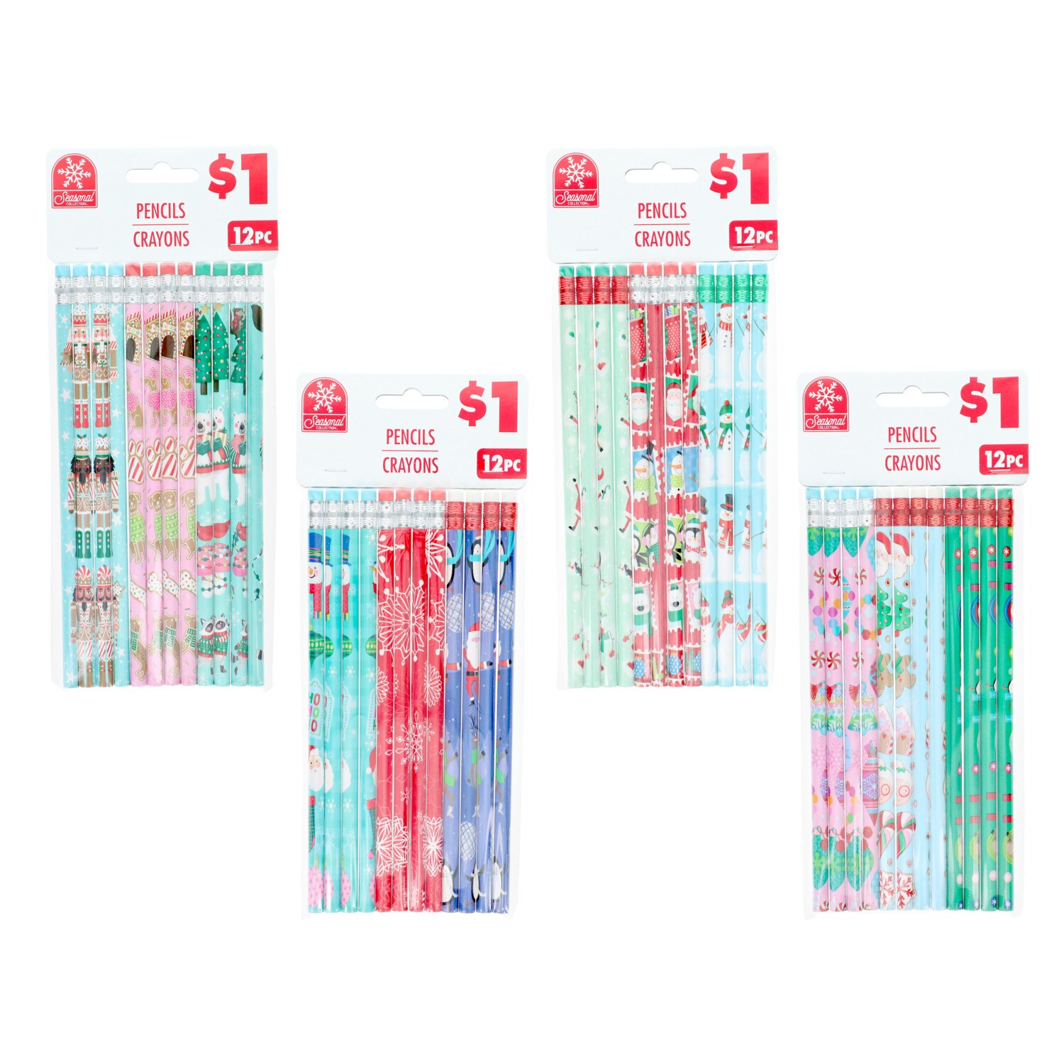 Seasonal Collection Holiday Pencil, Assorted Designs, 12-pc Pack — coming to Dollar Tree Sep 1, 2026