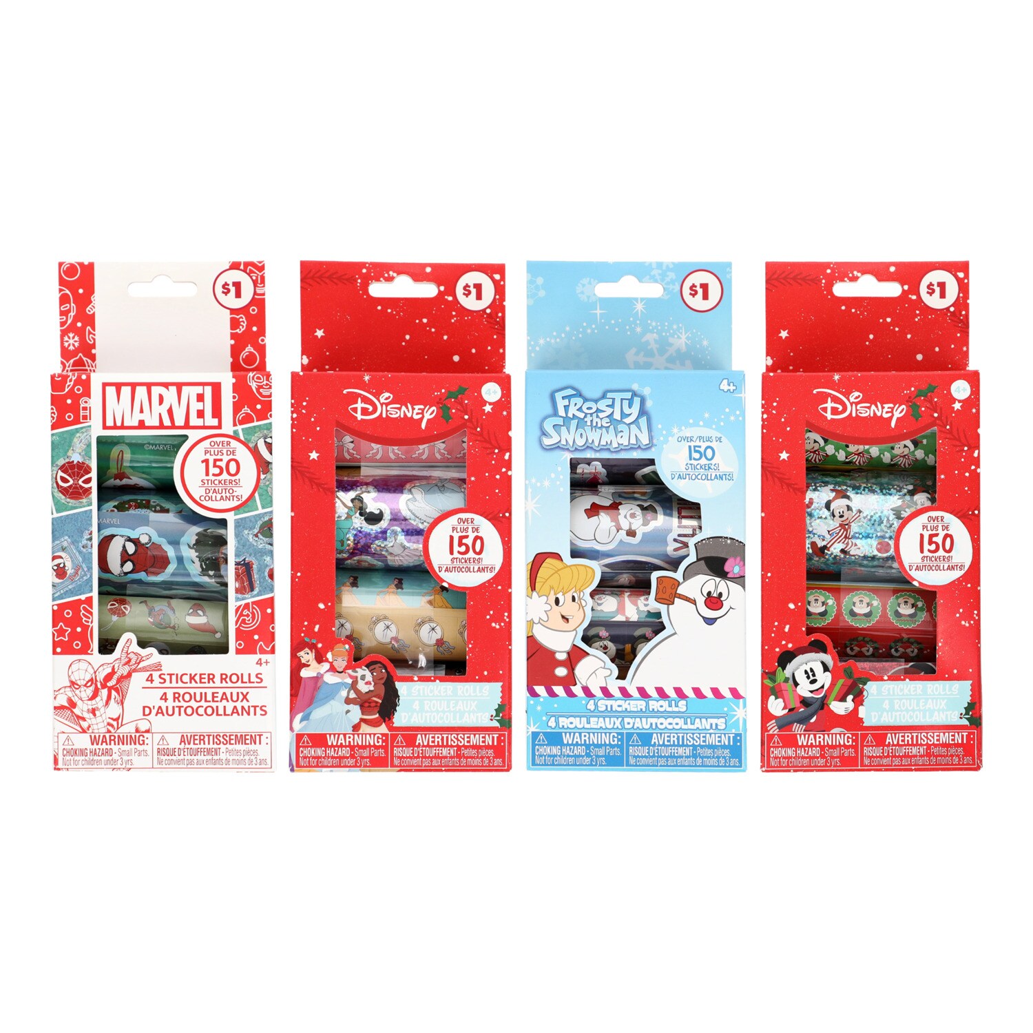 Licensed Character Sticker Roll, Assorted Characters, 4-pc Pack — coming to Dollar Tree Sep 18, 2026