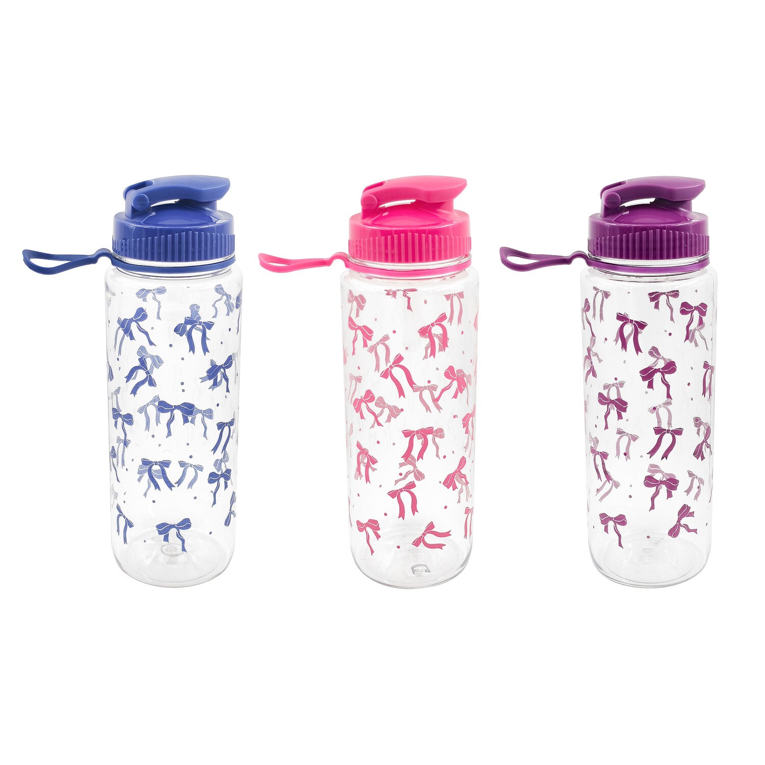 Bow Design Clear Water Bottle With Holder, Assorted Colors — coming to Dollar Tree Aug 28, 2026