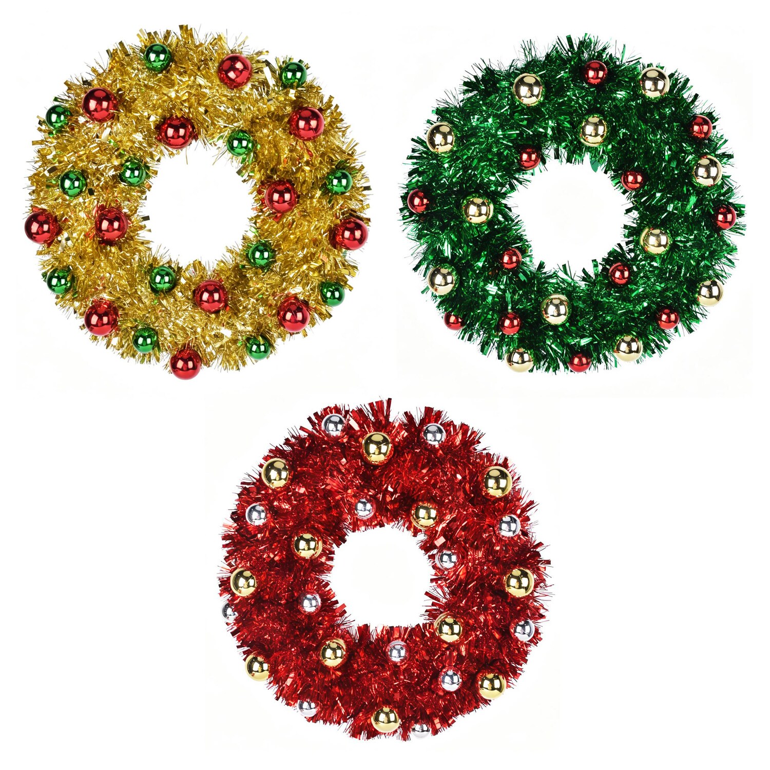 Tinsel Wreath Decor, Assorted Colors — coming to Dollar Tree Aug 27, 2026