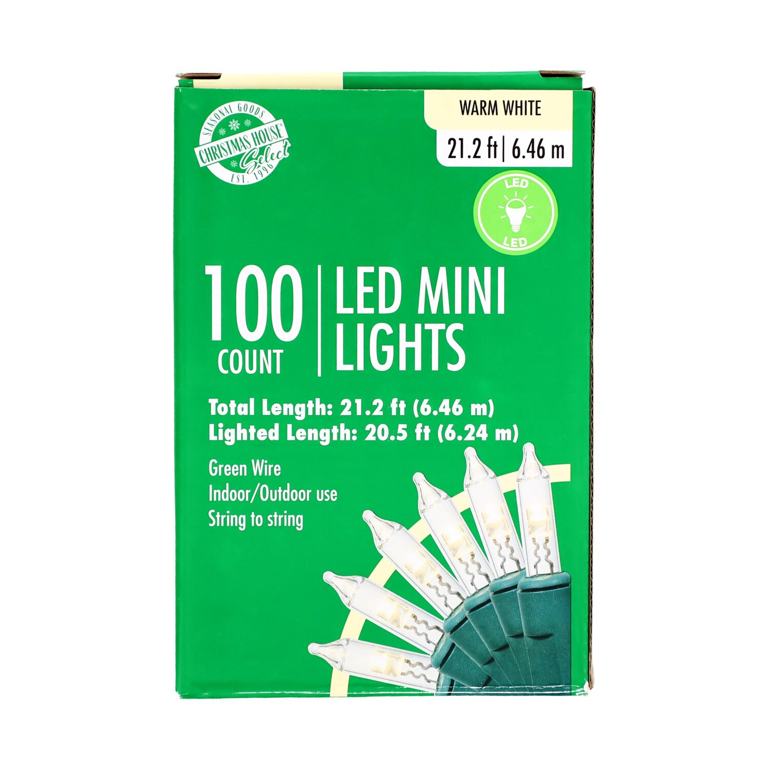 Christmas House Warm White LED Mini Light, 100-pc Pack — coming to Dollar Tree Sep 9, 2026