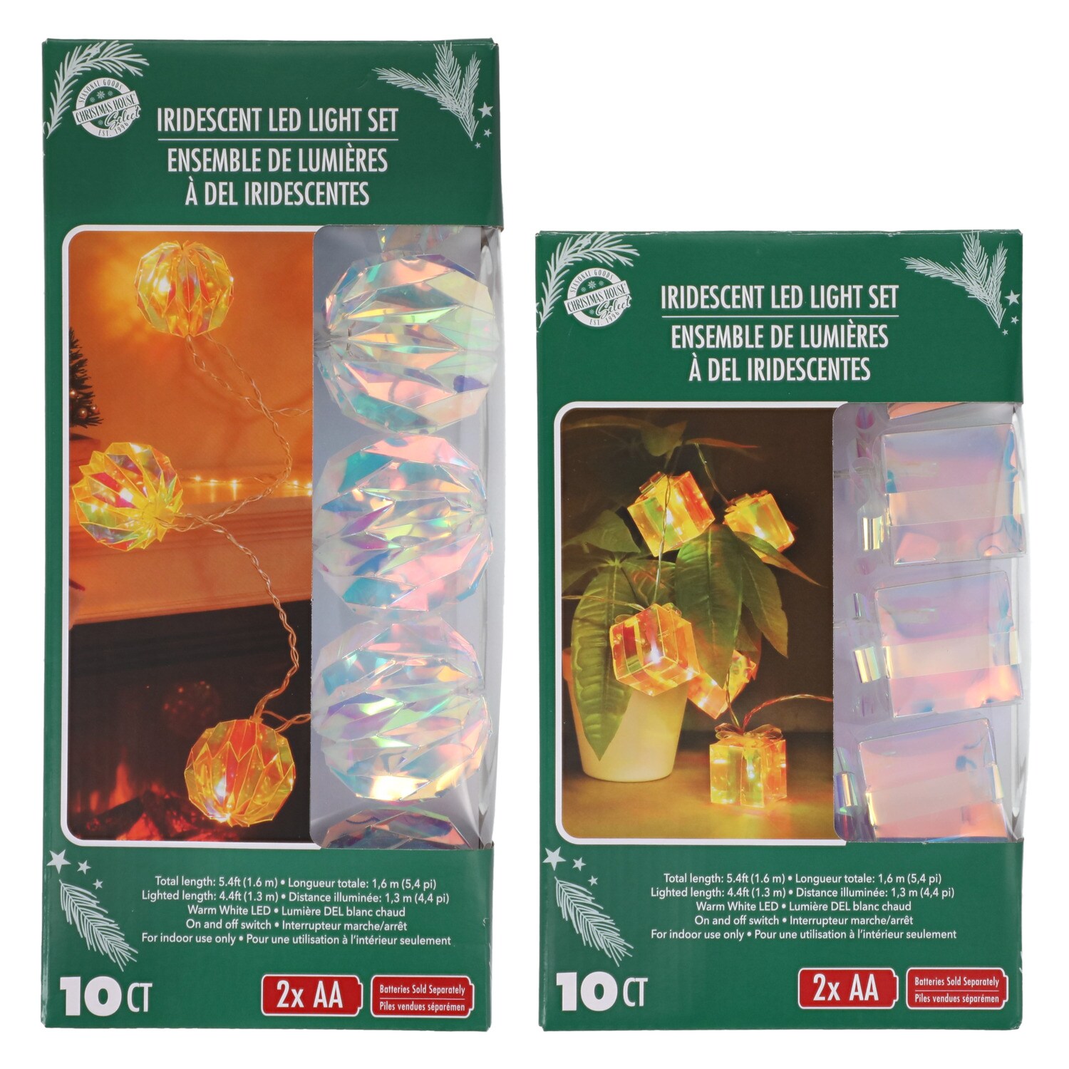 Christmas House Iridescent LED Light Set, Assorted Shapes, 10-pc Pack — coming to Dollar Tree Sep 6, 2026