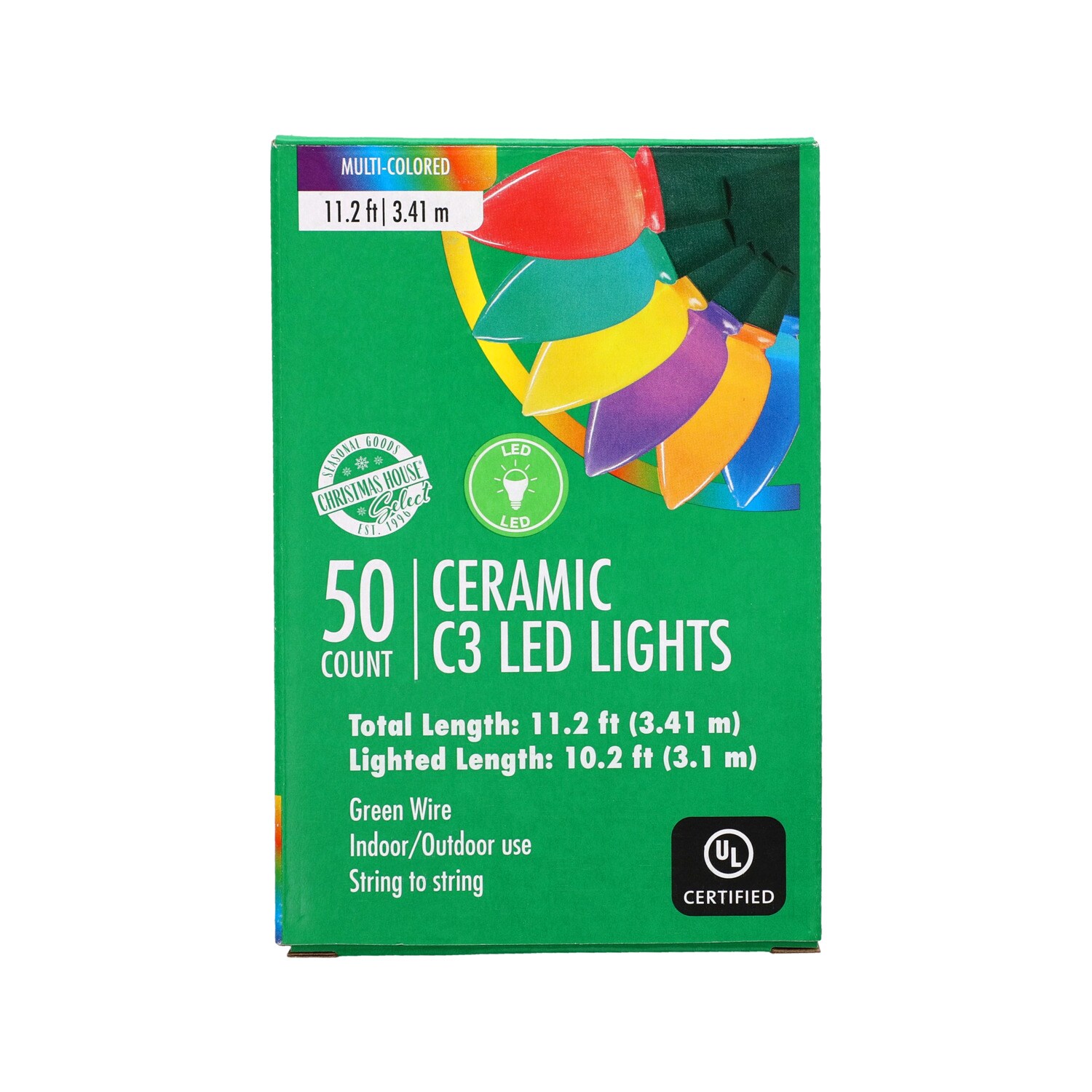 Christmas House Ceramic C3 LED Light, 50 bulb 11.2 ft. — coming to Dollar Tree Sep 9, 2026