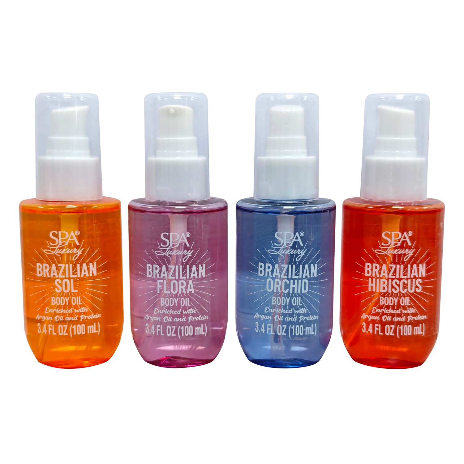 SPA Luxury Brazilian Body Oil, Assorted Scents, 3.4 Oz. — coming to Dollar Tree Sep 29, 2026