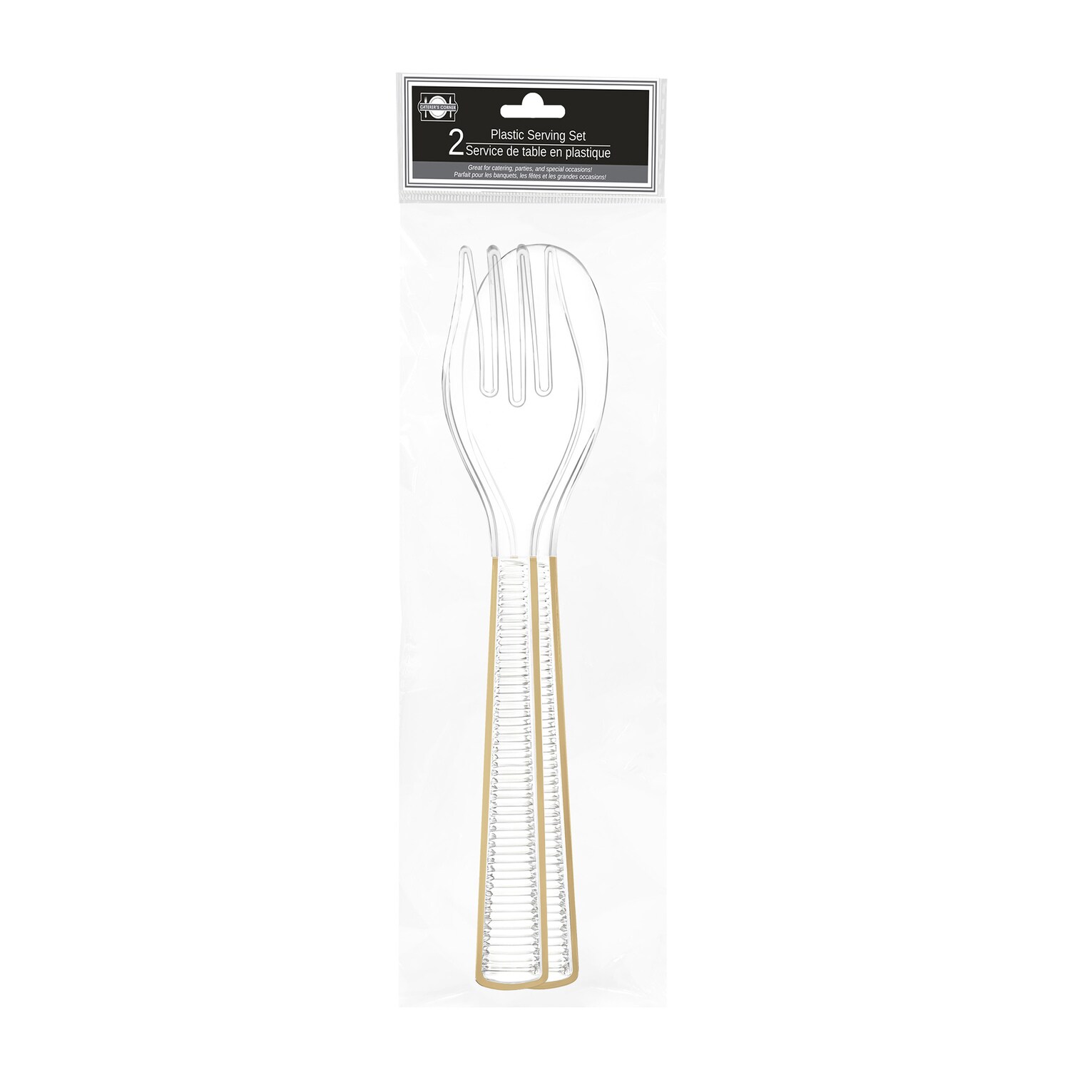 Caterer's Corner Gold Ribbed Plastic Serving Set, 2-pc Pack. — coming to Dollar Tree Nov 11, 2026