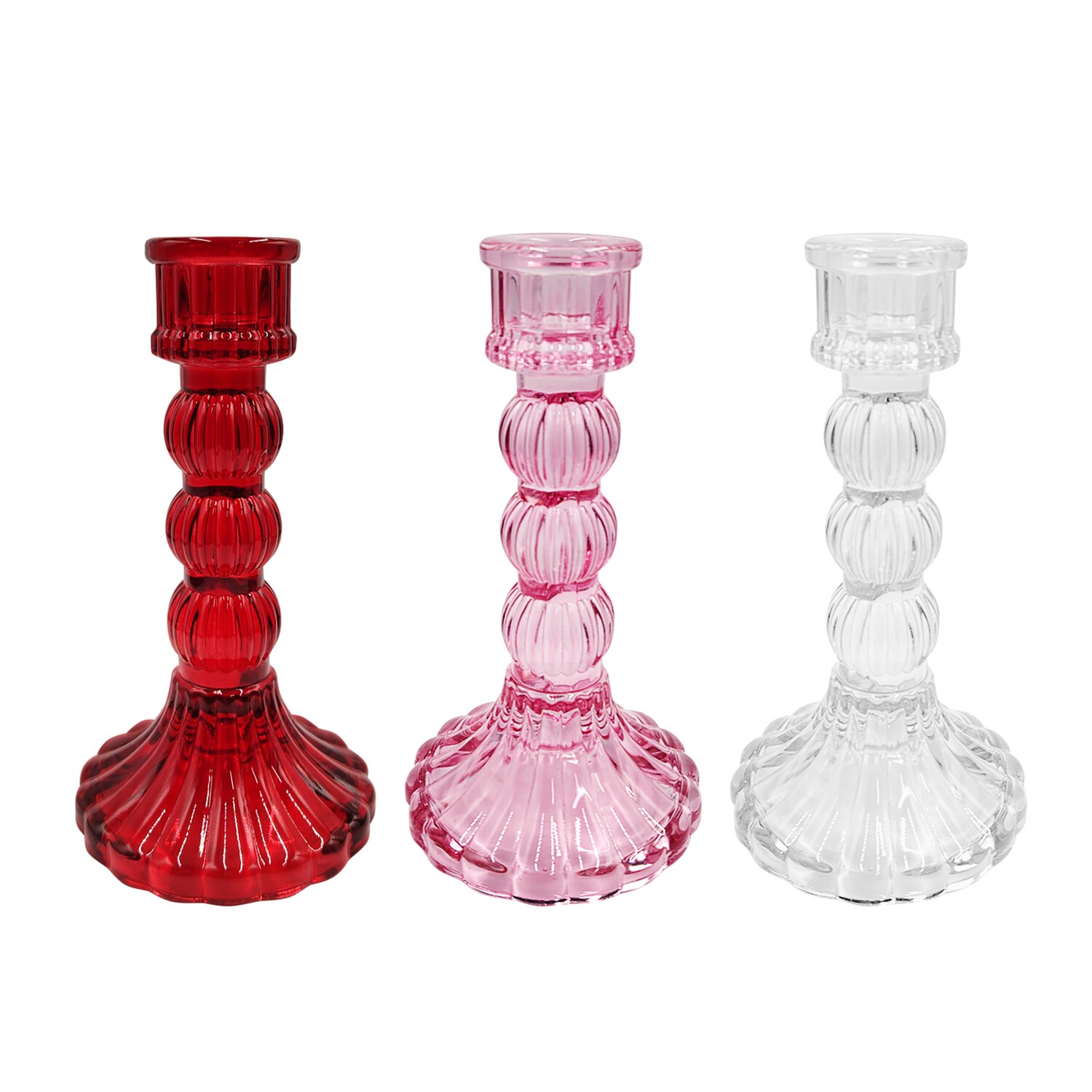 Tapered Glass Candle Holder, Assorted Colors, 1-ct. — coming to Dollar Tree Sep 25, 2026