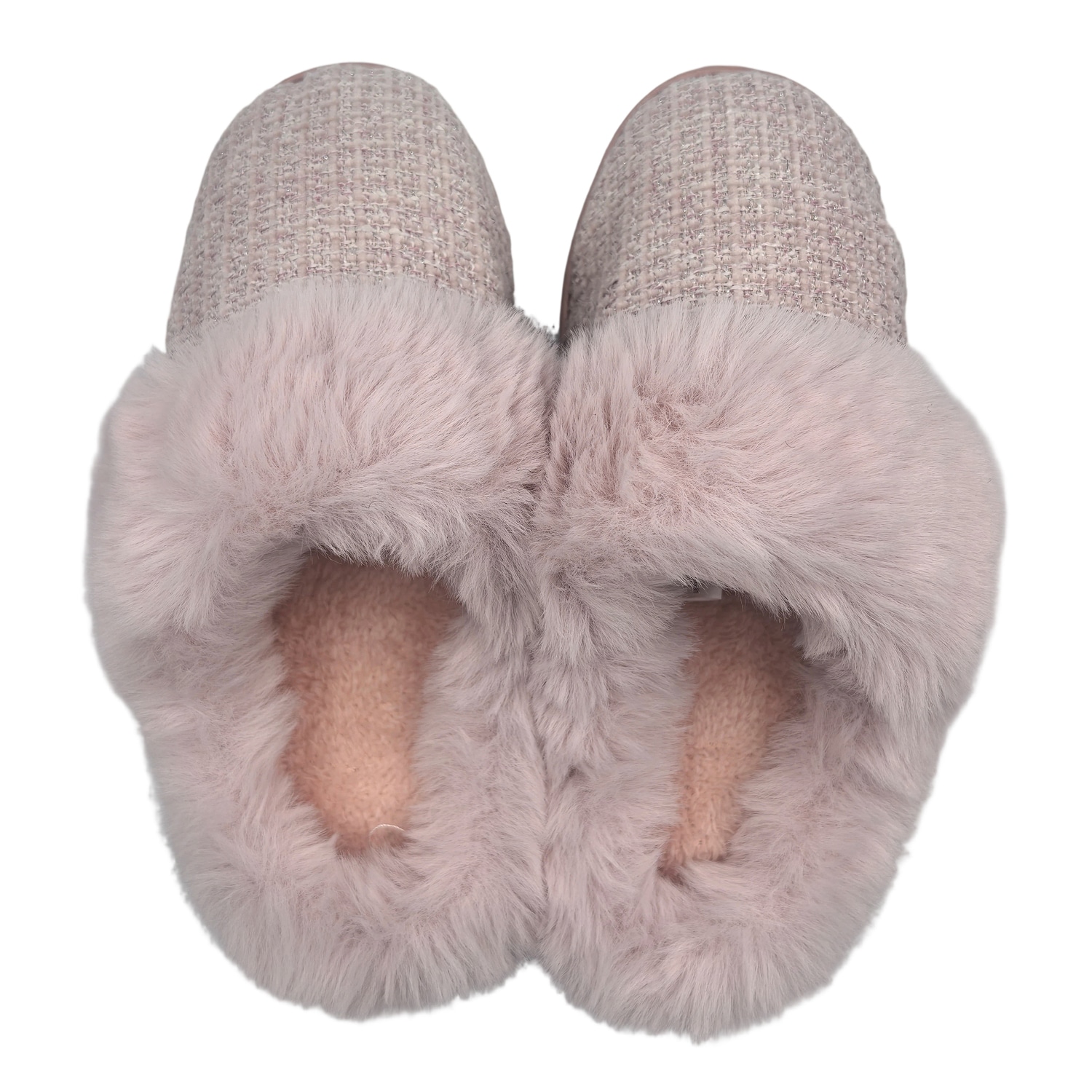 Ladies Pink Tweed Scuff Slippers Size 9/10, 2-pc Pack. — coming to Dollar Tree Sep 30, 2026