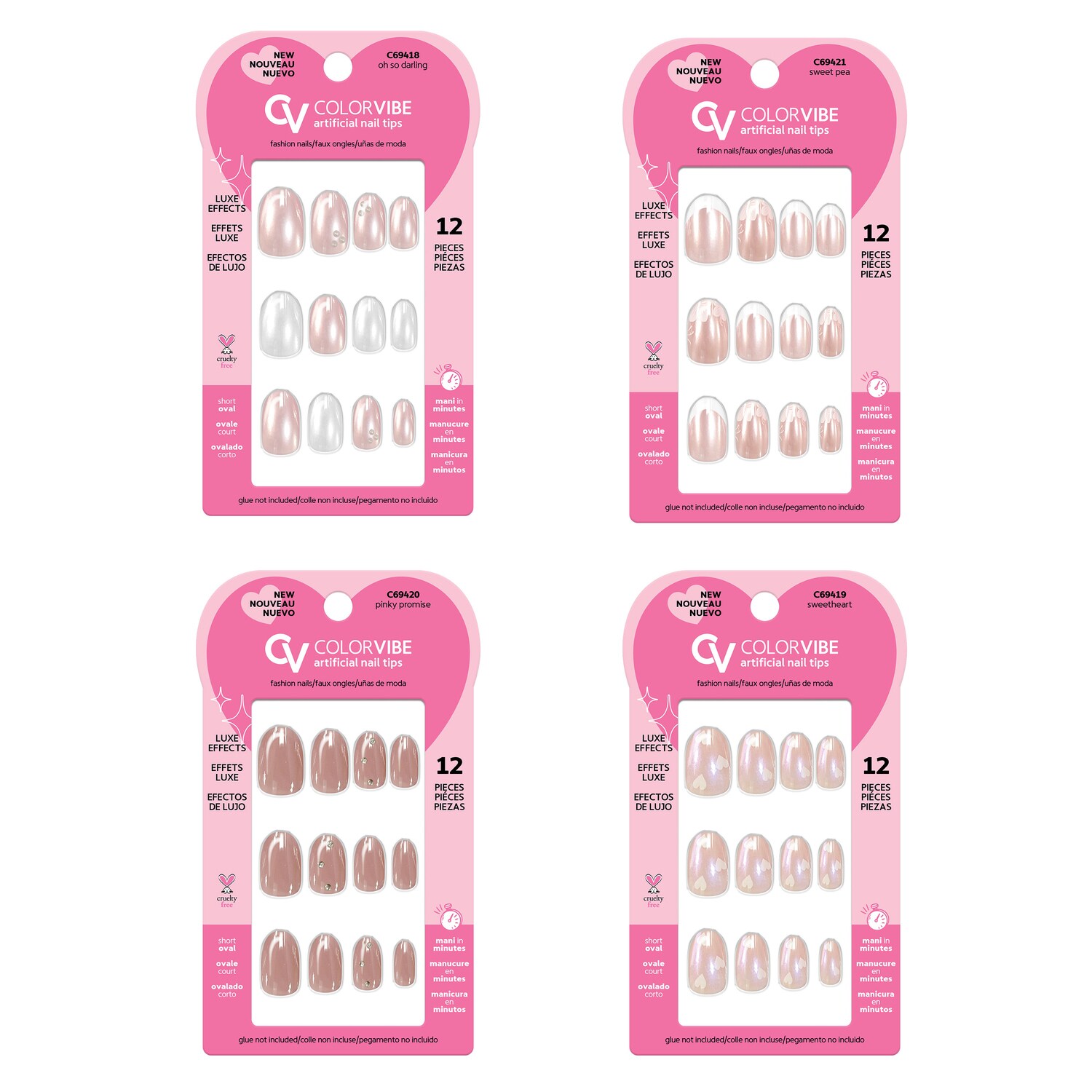 Color Vibe Artificial Heart Nail Tips, 12-pc Pack. — coming to Dollar Tree Sep 7, 2026