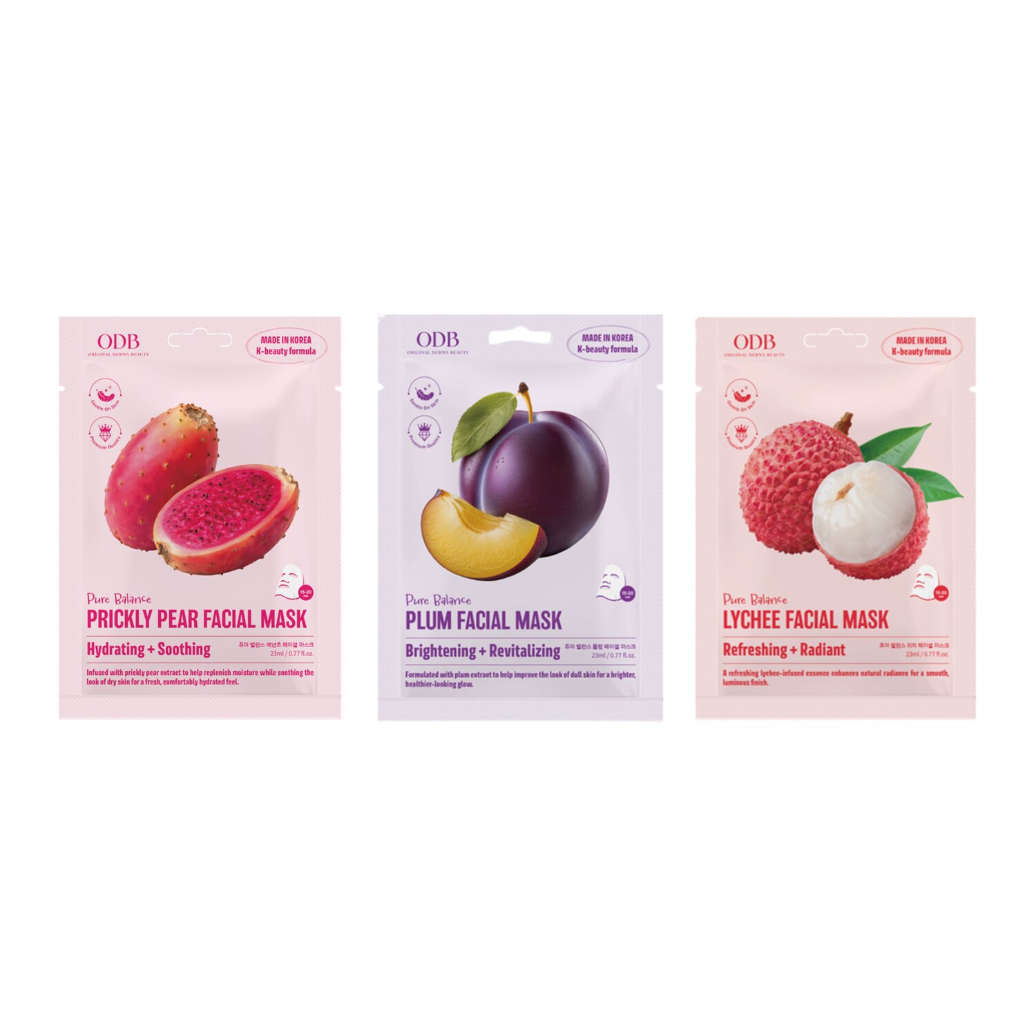 ODB Pure Balance Fruit Sheet Mask, Assorted Fruit Fragrances — coming to Dollar Tree Sep 16, 2026