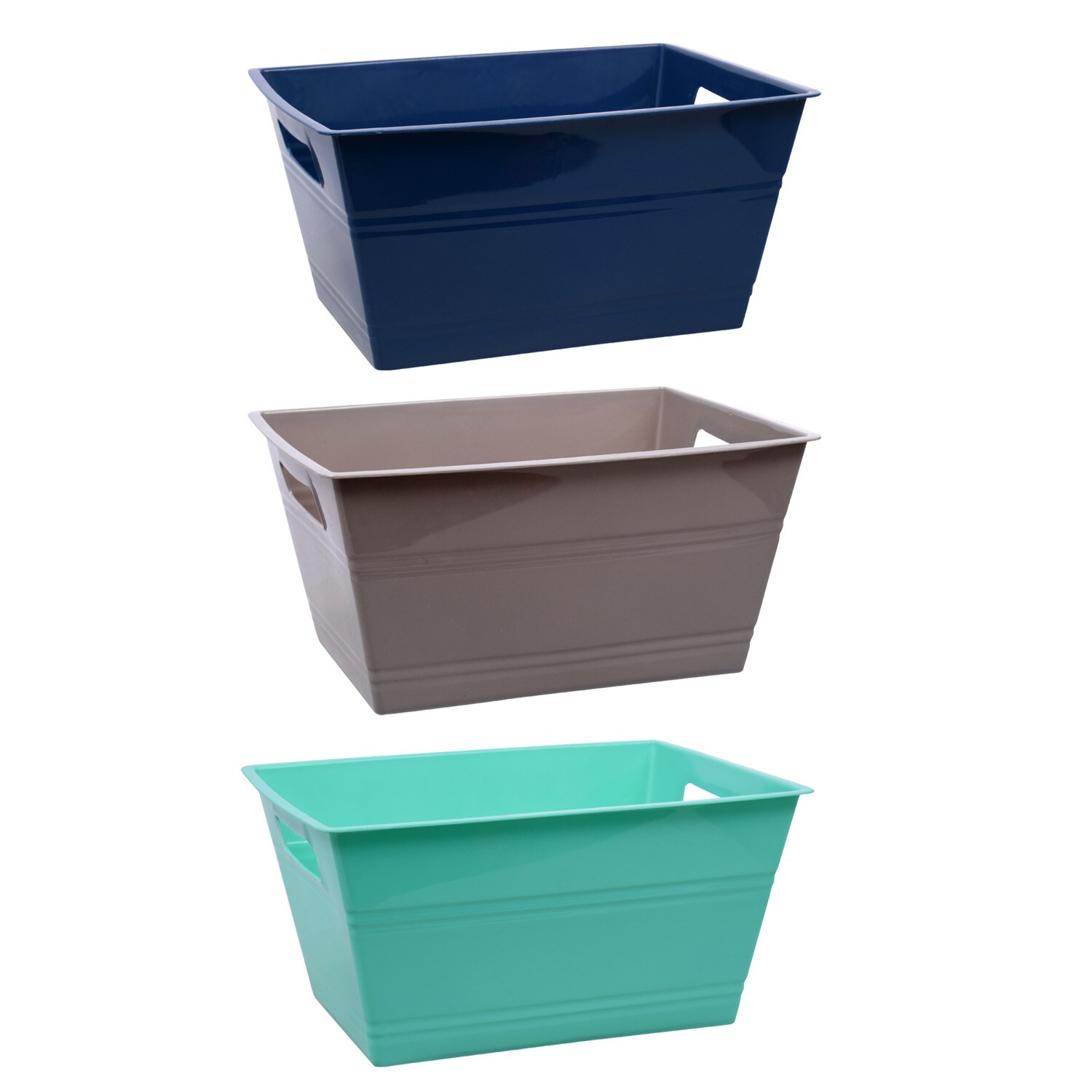 Colorful Rectangular Plastic Bins with Handles, 10.5x8.75x5.25 in.