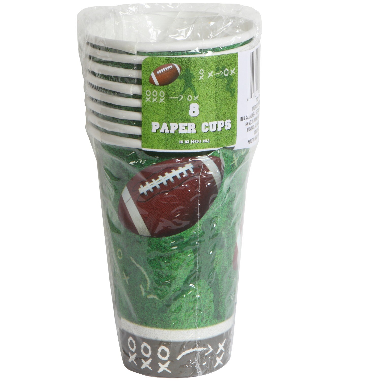 FootballThemed Paper Party Cups, 8ct. Packs