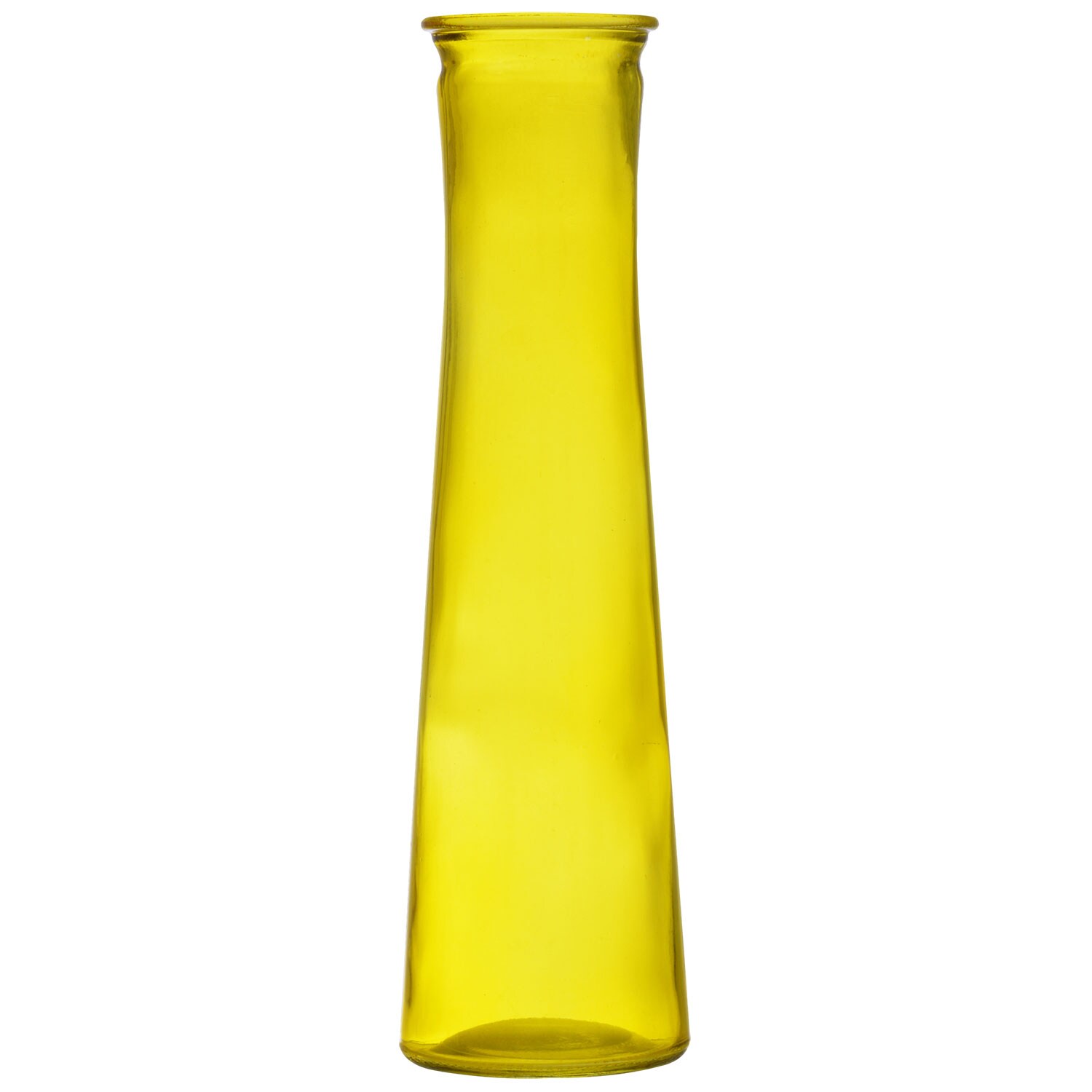 Cylinder Yellow Translucent Glass Bud Vases, 9