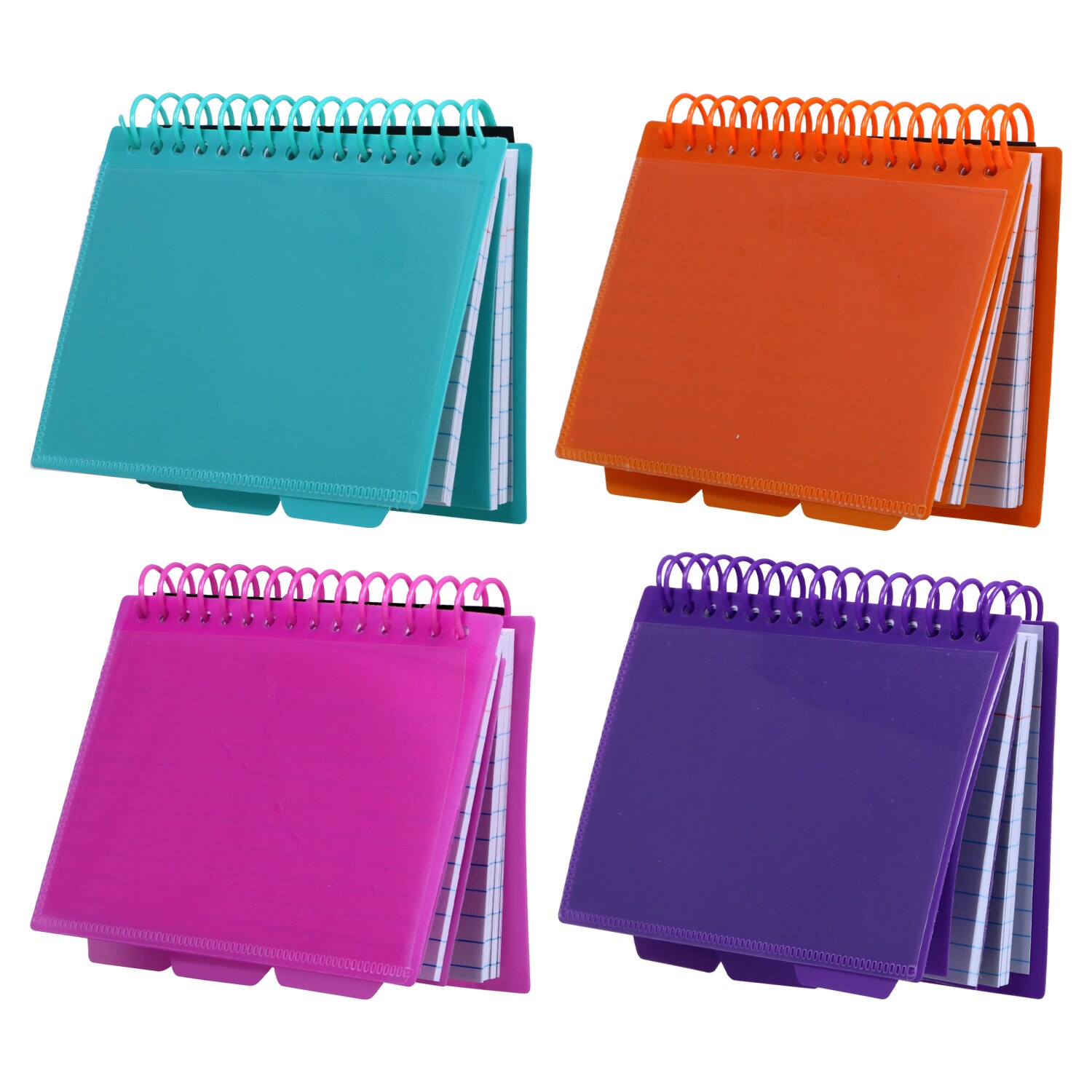 Jot Spiral Bound Index Card Books with Plastic Pocket Covers, 60 Pages