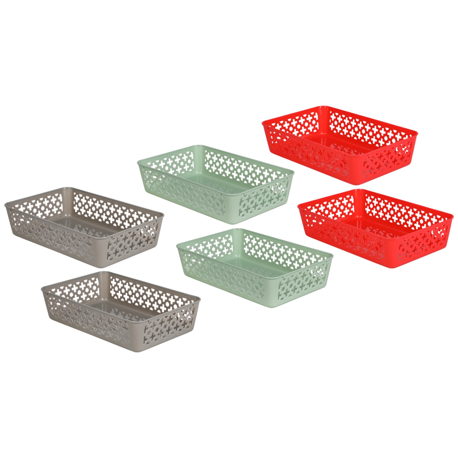 Colorful Plastic Slotted Rectangular Baskets, 2ct. Packs