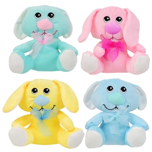 Big-Nosed Plush Bunnies in Pastel Colors, 6 in.