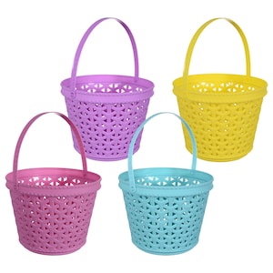 Bright Round Woven Plastic Easter Baskets