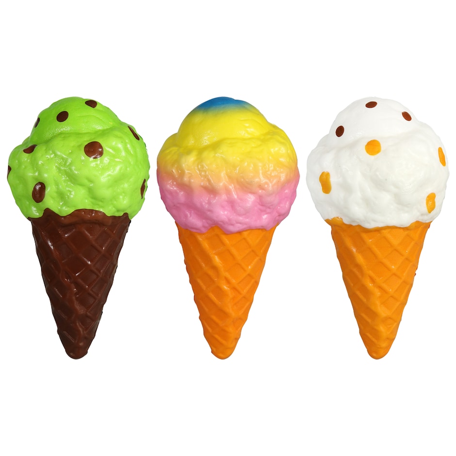 Colorful Ice Cream Cone Squishy Toys, 7.125x3.625 in.