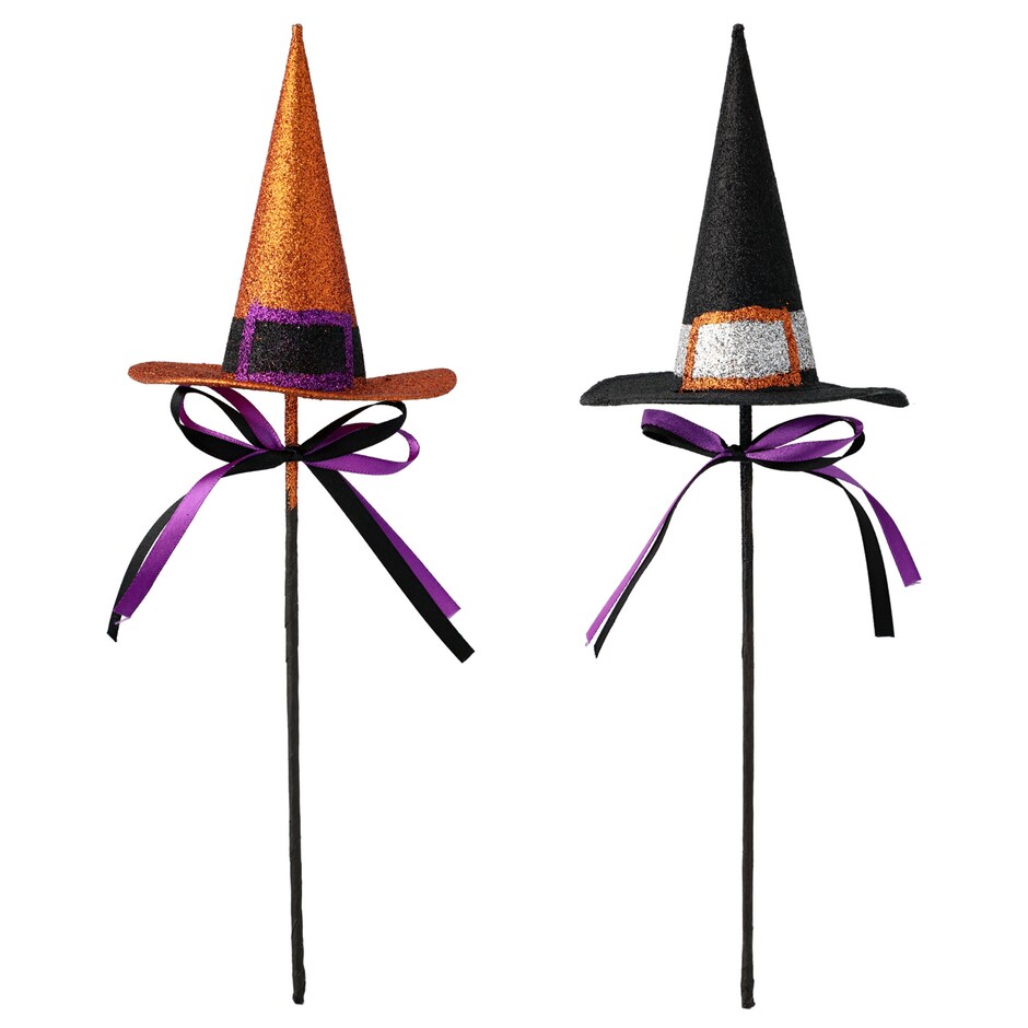 Halloween Themed Glitter Witch Hat Shaped Picks, 14 in.