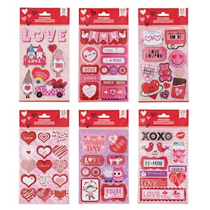 Happy Valentine's Day Icons Hearts Love 3D Stickers Planner DIY Crafts Scrapbook