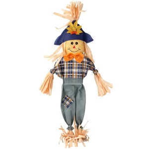 View Harvest Themed Standing Raffia Scarecrows,