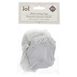 Jot White String Tags, 60-ct.