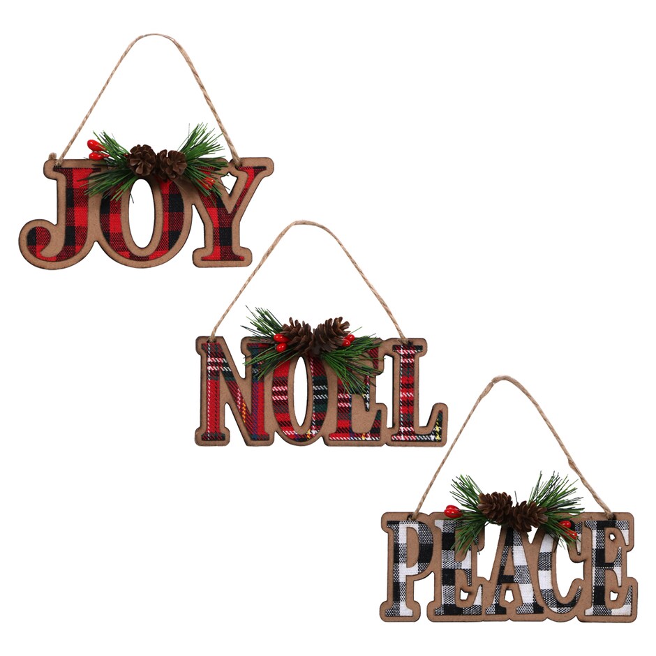 wood Christmas ornaments Joy, Noel, Peace