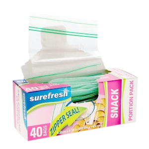 Surefresh Double-Zipper Plastic Portion Snack Bags, 40-Ct.