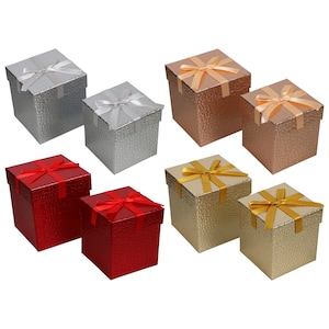 Voila Embossed Foil Square Gift Boxes with Lids