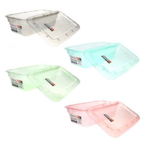 Essentials Colorful Translucent Plastic Storage Boxes with Lids