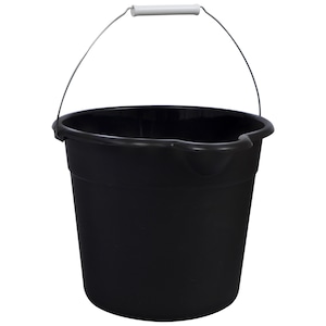 Black Plastic Buckets with Handles, 9-qt.