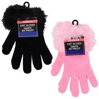 Ladies' Knit Gloves with Plush Cuffs — Dollar Tree
