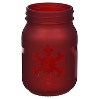 Frosted Glass Snowflake Mason Jar Holiday Candleholders, 4.875x3.125 in. — Dollar Tree