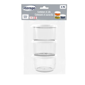 Storage Essentials Clear Containers With Lids, 3-pc Pack.