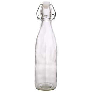 Clear Glass Bottles with Flip-Top Metal Clasps, 18-oz.
