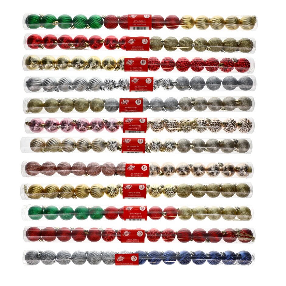 Christmas House Shiny, Matte, and Glittered 40mm. Ball Ornaments, 15-ct. Packs
