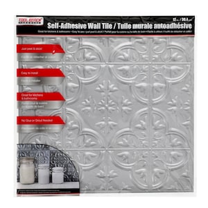 Tool Bench Hardware Gray Tin Self-Adhesive Wall Tile, 12.5x12.75 in.