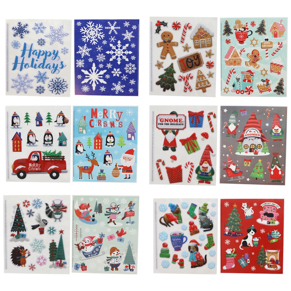 Christmas Holiday Icon Window Clings, 2-ct.