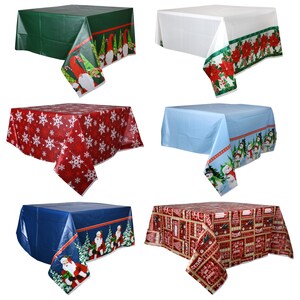 164349-Christmas House Plastic Holiday Tablecovers, 54x108 in.