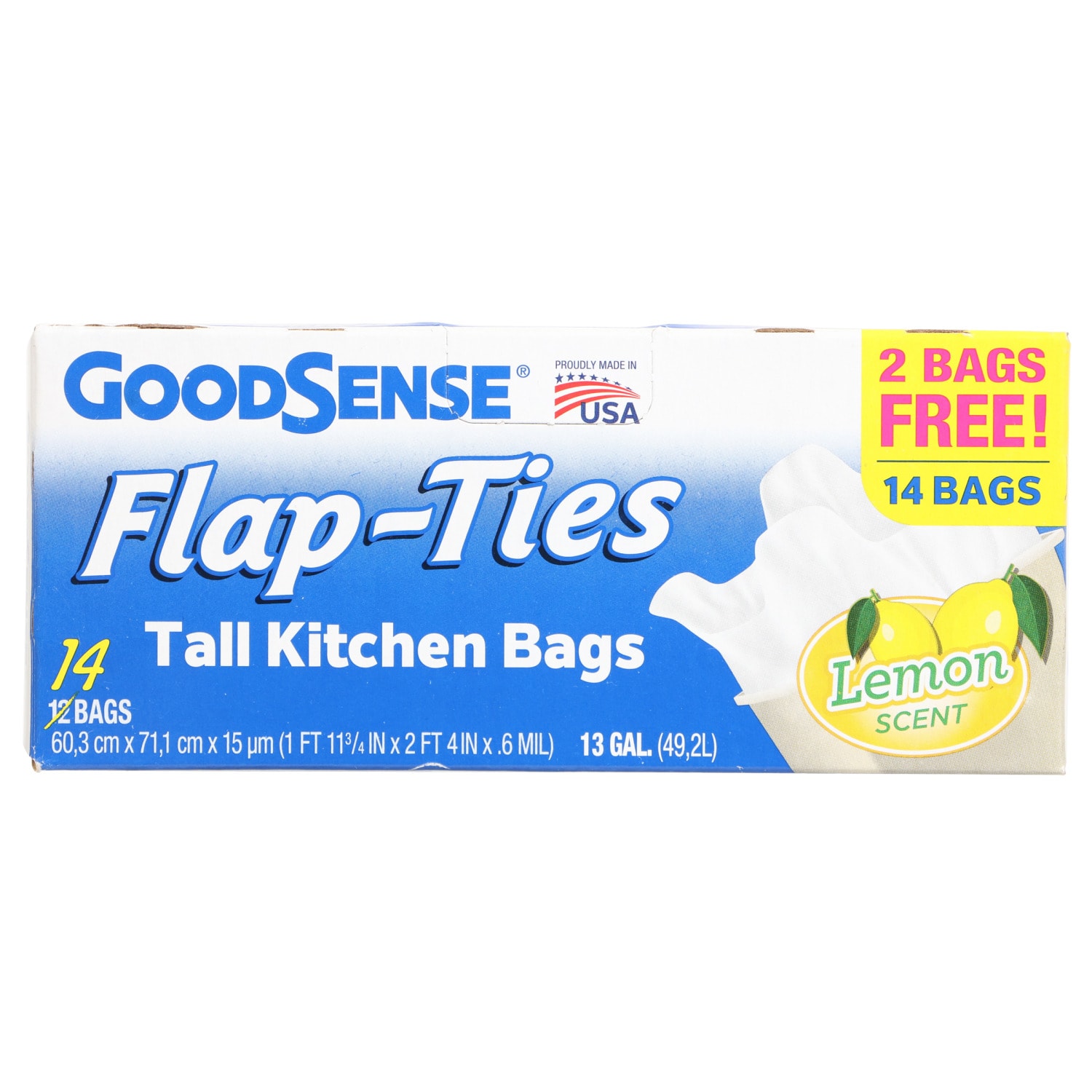 2 X 14 Bags GoodSense 13-Gallon Lemon-Scent Tall Kitchen or Normal Trash Bag 
