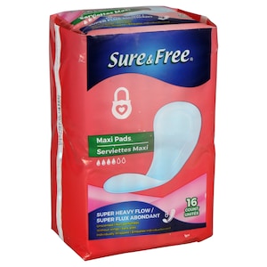 Sure and Free Super Maxi Pads, 16-ct. Packs