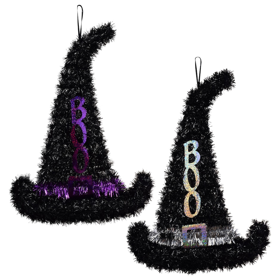 Tinsel Witch Hat Decorations, 15.5x11.5 in.