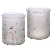 Frosted Winter Wonderland Printed Candleholders, 3.875x3.375 in. — Dollar Tree