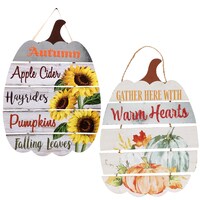 Pumpkin-Shaped Harvest Wall Signs, 13.25x9.5-in.